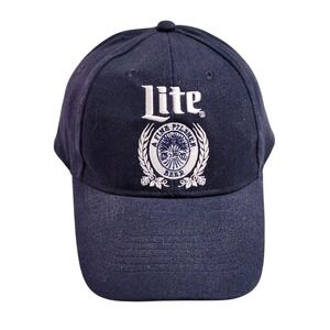 Miller Lite Beer‎ Embroidered Baseball Hat Cap Navy Blue Adjustable Snapback